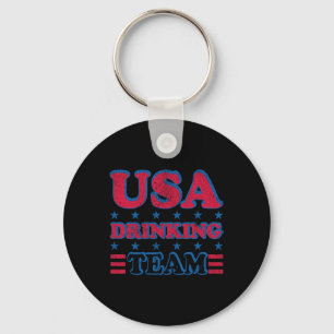 Usa Drinking Team 4th Of July Independence Day Dru Keychain
