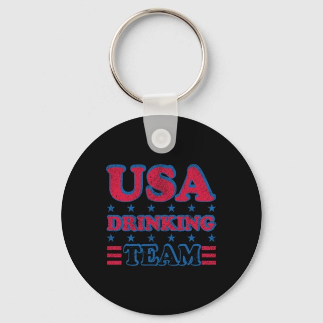 Usa Drinking Team 4th Of July Independence Day Dru Keychain (Front)