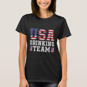 Usa Drinking Team Funny Drinking Beer Lover 4th Of T-Shirt