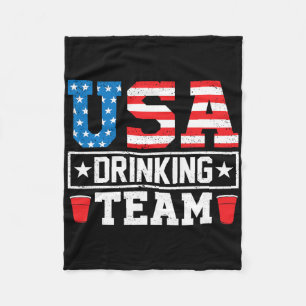 Usa Drinking Team Funny Drinking Beer Lover  Fleece Blanket