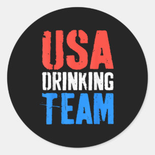 Usa Drinking Team Shirt Funny Men Women 4th Of Jul Classic Round Sticker