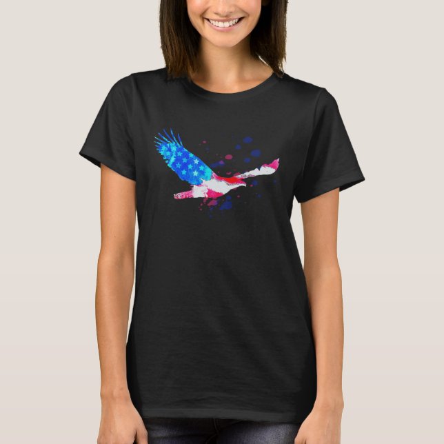 *~*  USA Eagle American Flag White Red Blue T-Shirt (Front)