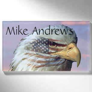 USA Eagle Bird Flag Veteran Patriot Name Tag