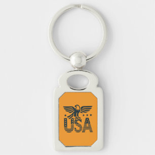 USA Eagle Patriotic Desig -Stars and Stripes Style Keychain