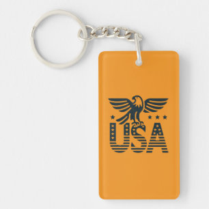 USA Eagle Patriotic Desig -Stars and Stripes Style Keychain