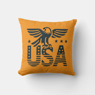 USA Eagle Patriotic Desig -Stars and Stripes Style Throw Pillow