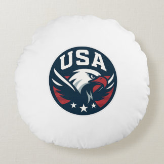 USA Eagle Roundel — Aggressive Sports Emblem Round Pillow