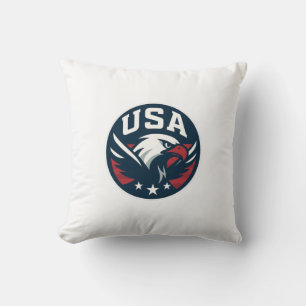 USA Eagle Roundel — Aggressive Sports Emblem Throw Pillow