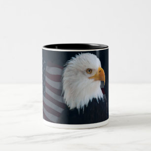 Usa Eagle white head flag Two-Tone Coffee Mug
