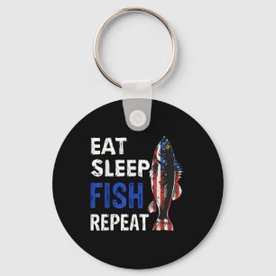 Usa Eat Sleep Fish Repeat Funny Present Keychain