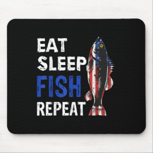 Usa Eat Sleep Fish Repeat Funny Present  Mouse Pad
