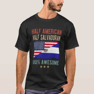 Usa El Salvador Flag Half American Half Salvadoran T-Shirt