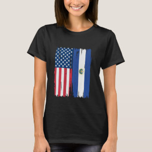 USA El Salvador Half american Flag Roots T-Shirt