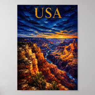 USA: Epic Sunset Grand Canyon Art Souvenir Poster