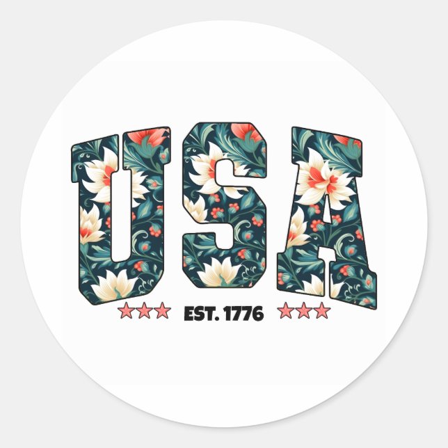 USA est. 1776 Classic Round Sticker (Front)