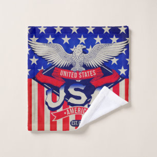USA Est 1776 Flag Eagle America 4th of July Wash Cloth