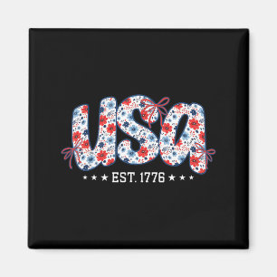 USA Est 1776 Floral Preppy 4th of July Coquette Magnet