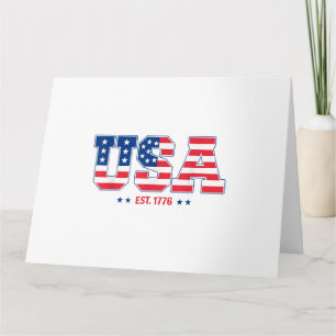 USA EST 1776 Patriotic American Flag Vintage Style Card