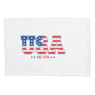 USA EST 1776 Patriotic American Flag Vintage Style Pillowcase