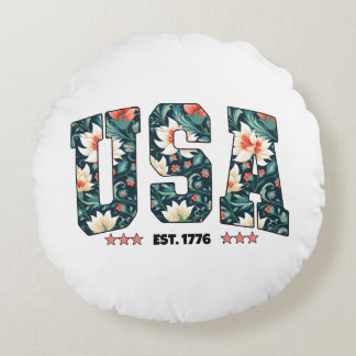 USA est. 1776 Round Pillow