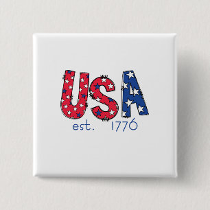 USA Established 1776 American 250th Anniversary 2 Inch Square Button
