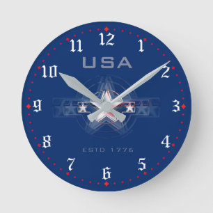 USA Estd. 1776 Round Clock