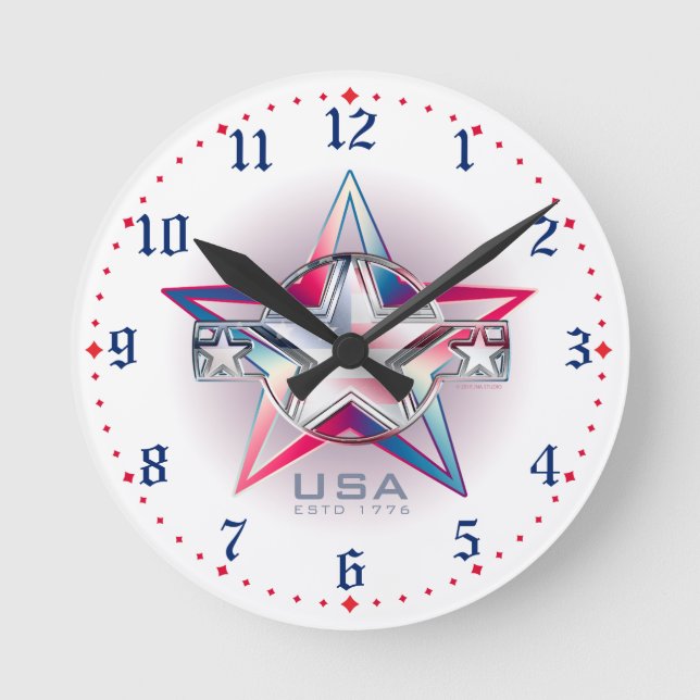 USA Estd. 1776 Star Round Clock (Front)