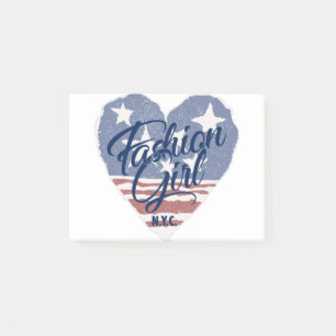 USA Fashion girl , usa heart flag nyc Post-it Notes