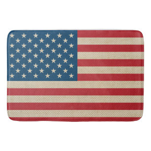 USA faux burlap flag Bath Mat
