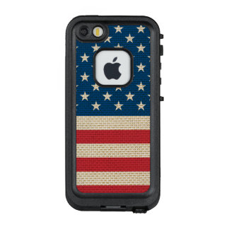 USA faux burlap flag LifeProof FRÄ’ iPhone SE/5/5s Case