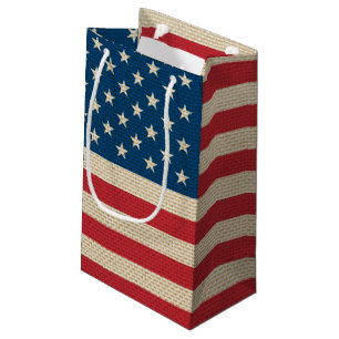 USA faux burlap flag Small Gift Bag