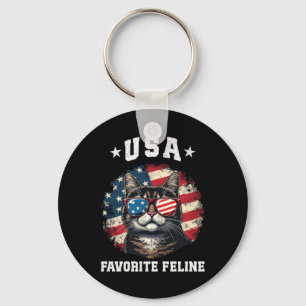 USA Favorite Feline Proud American Cat Spirit Keychain