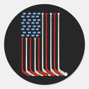 Usa Field Hockey American Flag  Classic Round Sticker