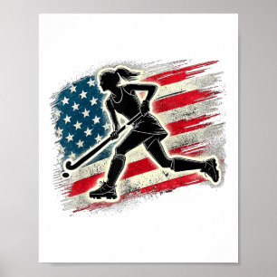 Usa Field Hockey Girl United States Of America Wom Poster