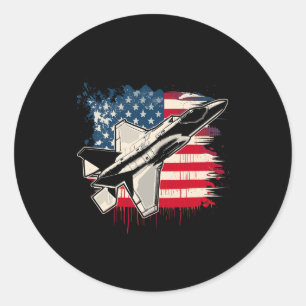 Usa Fighter Jet F-35 4th Of July Men Women Kids Pa Classic Round Sticker