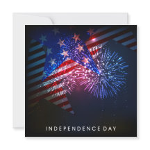 USA Fireworks & Flag 4 juillet Flag Invitations