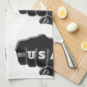 USA Fist Bump with the American flag Kitchen Towel