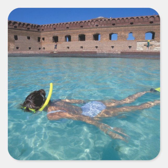 USA, FL, Florida Keys, Fort Jefferson, 1846, Square Sticker (Front)