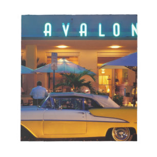 USA, FL, Miami, South Beach at night. Notepad
