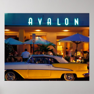 USA, FL, Miami, South Beach at night. Poster