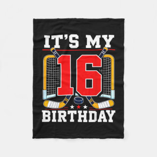 Usa flag 16th birthday hockey player 16 years old fleece blanket