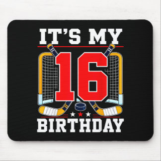 Usa flag 16th birthday hockey player 16 years old mouse pad