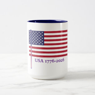 USA FLAG 1776-2026 Anniversary Two-Tone Coffee Mug