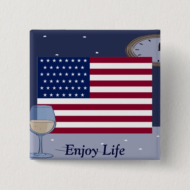USA Flag_ 2 Inch Square Button (Front)
