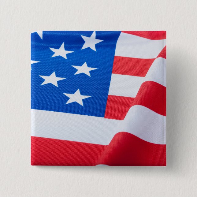 USA Flag 2 Inch Square Button (Front)