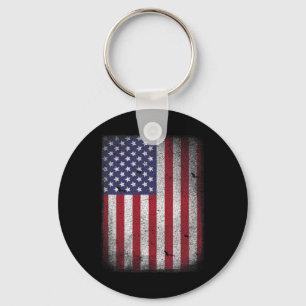 Usa Flag 4th July American Red White Blue Star Str Keychain