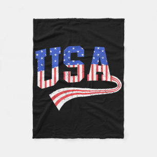 Usa Flag 4th Of July America Red White Blue Men Wo Fleece Blanket