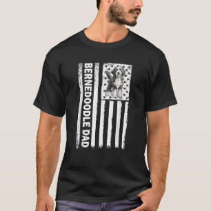USA Flag 4th of July Mens Bernedoodle Dog Lover  T-Shirt