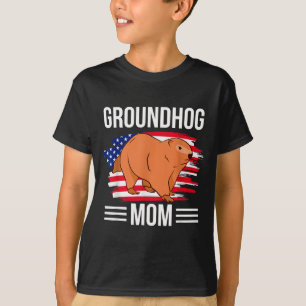 Usa Flag 4th Of July Mothers Day Merica Groundhog T-Shirt