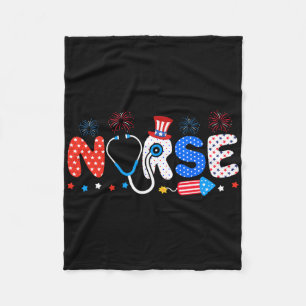 Usa Flag 4th Of July Nursing Stethoscope Patriotic Fleece Blanket